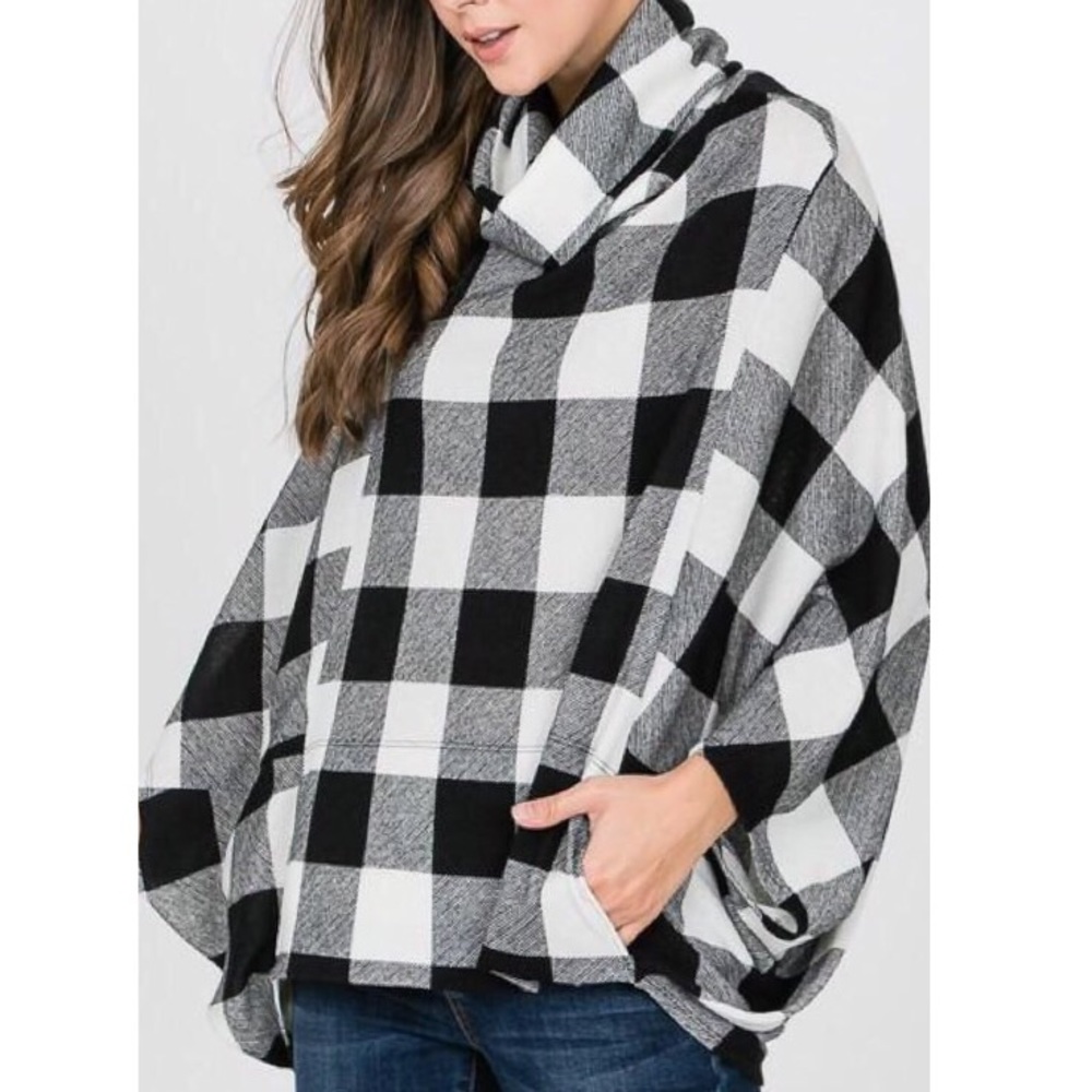 Buffalo Plaid Poncho - Picture 3 of 4